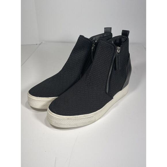 Steve Madden Womens Loxley Black Mesh Wedge High Top Sneaker Zip Sz 10 M NEW** - Picture 2 of 10
